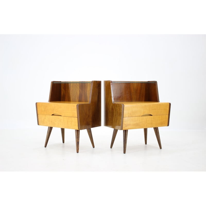 Pair of vintage Bed side tables, Czechoslovakia 1960s