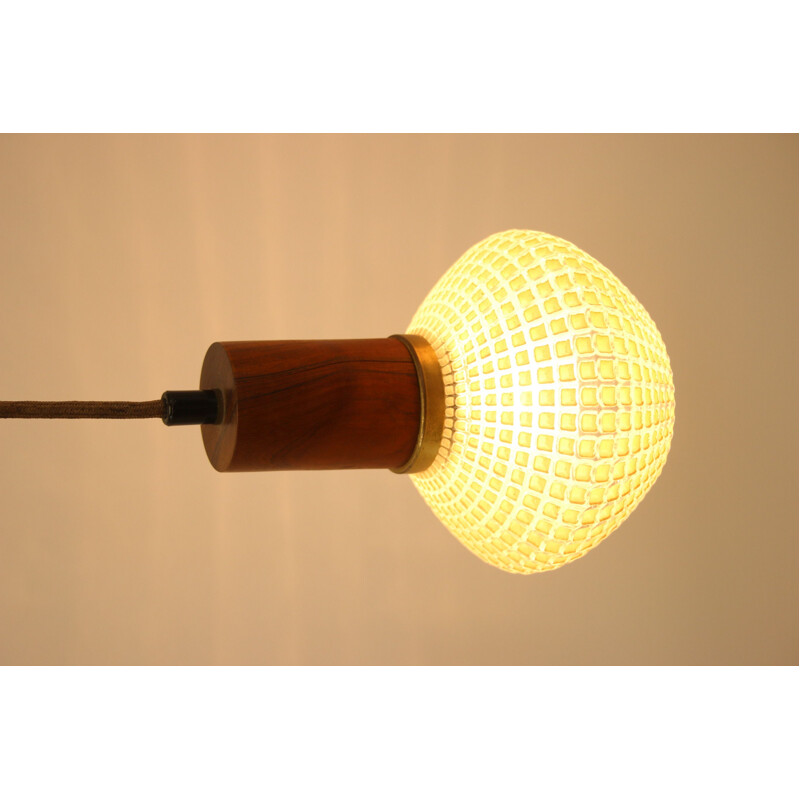 Vintage table hanging lamp with teak Danish  1960s