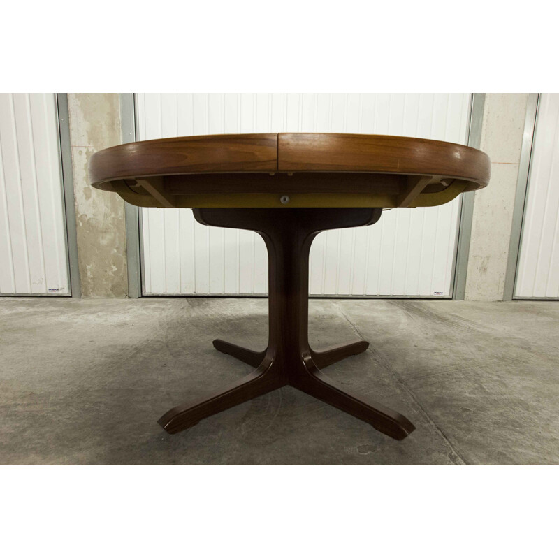 Table vintage ronde ovale transformable samcom et Bramin  teck massif et pied central 1965