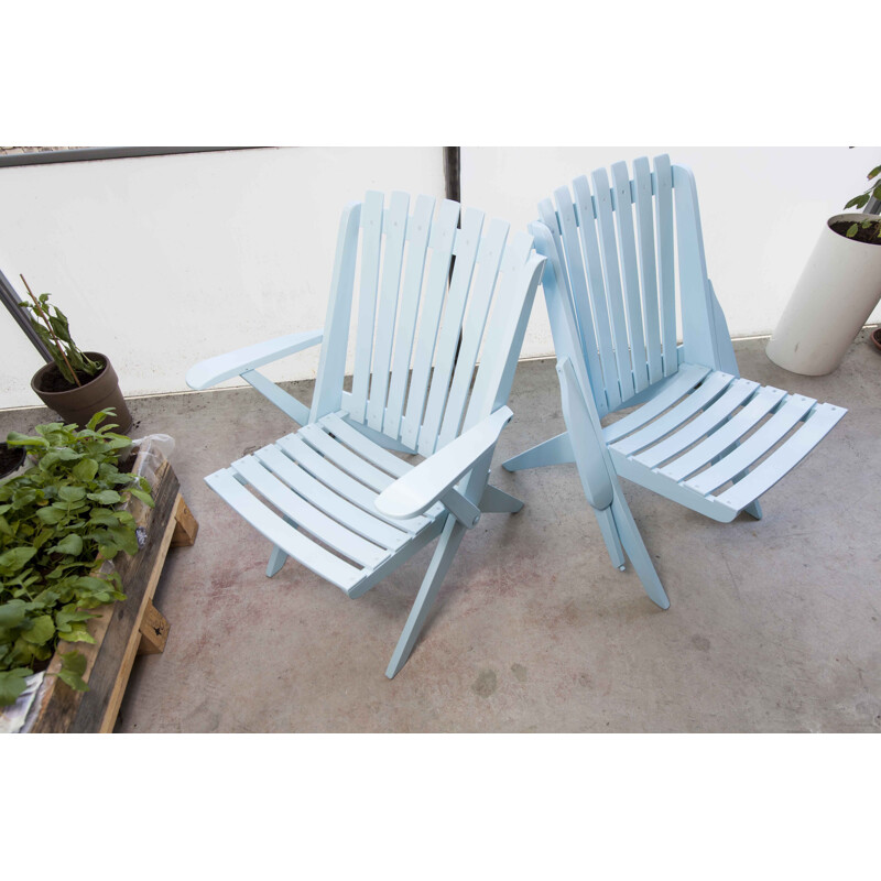 Pair of  vintage folding garden chairs 1930's