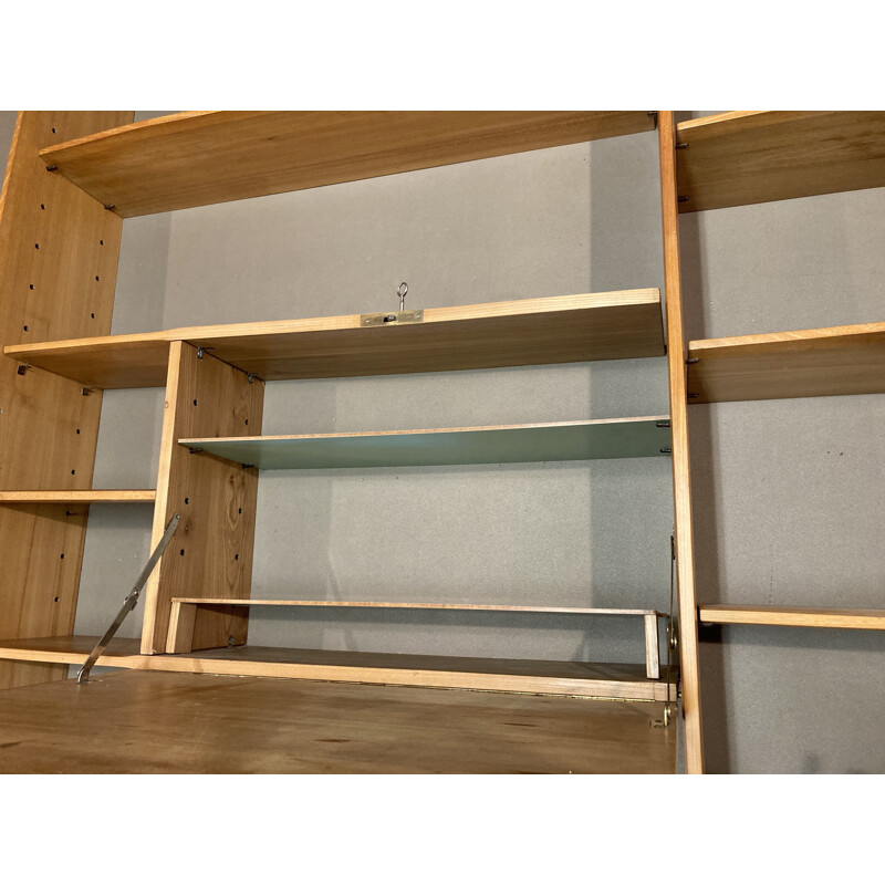 Large modular vintage oak shelf 1950