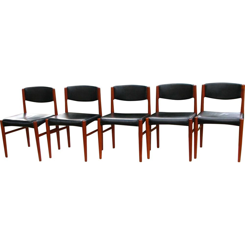 Set of 5 vintage teak chairs Scandinavian