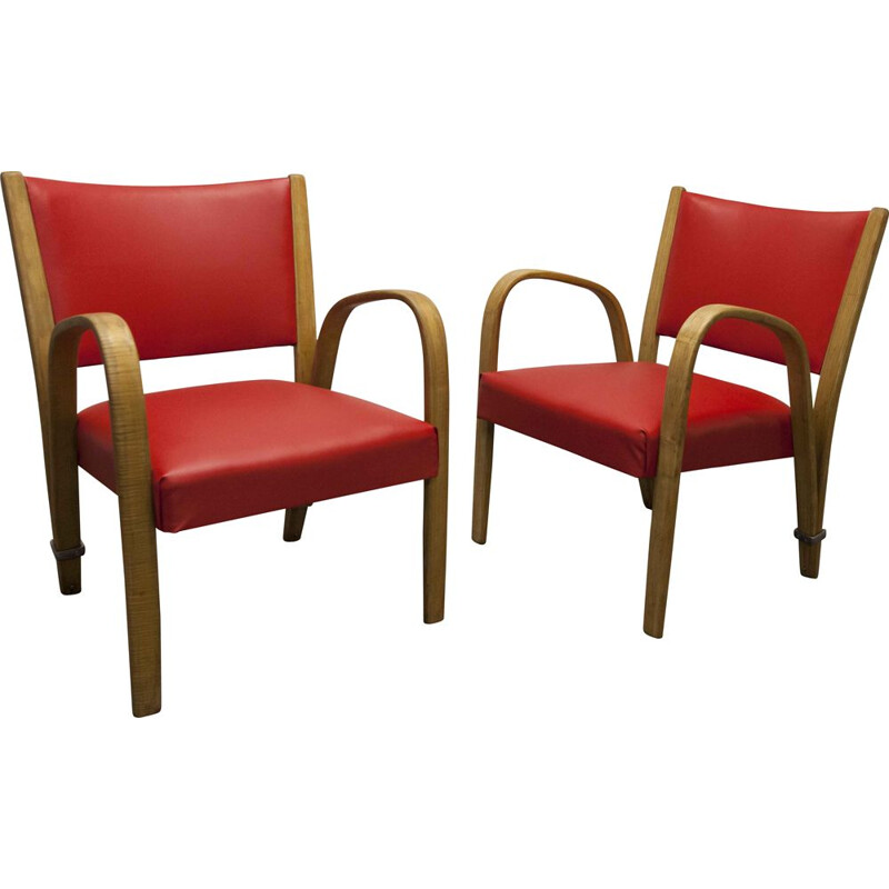 Pair of vintage armchairs Steiner Bowwod 1950