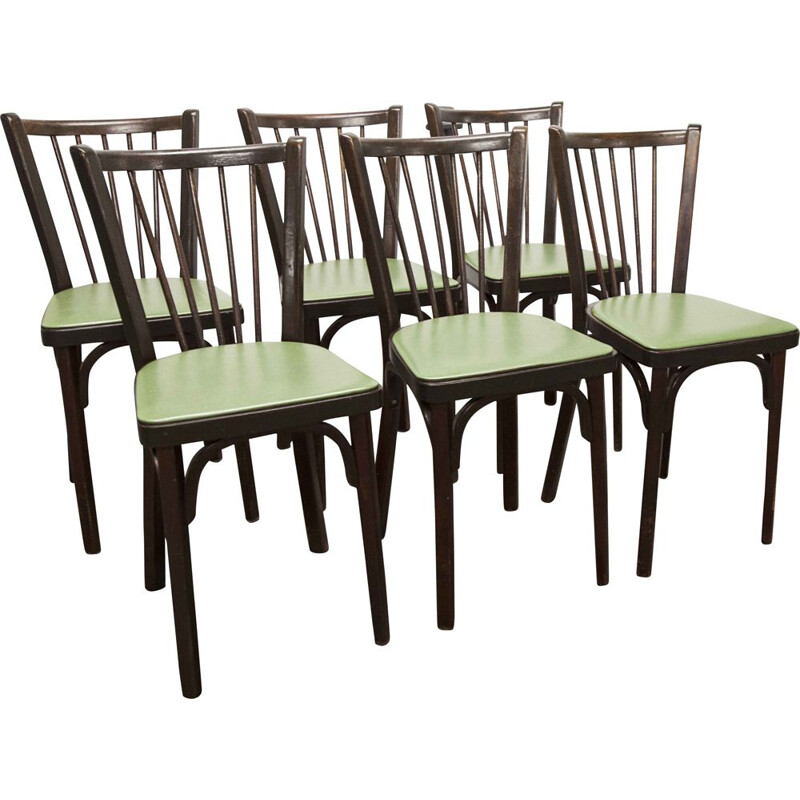 Lot de 6 chaises vintage bistrot Baumann modèle 153G1