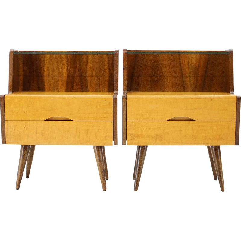 Pair of vintage Bed side tables, Czechoslovakia 1960s