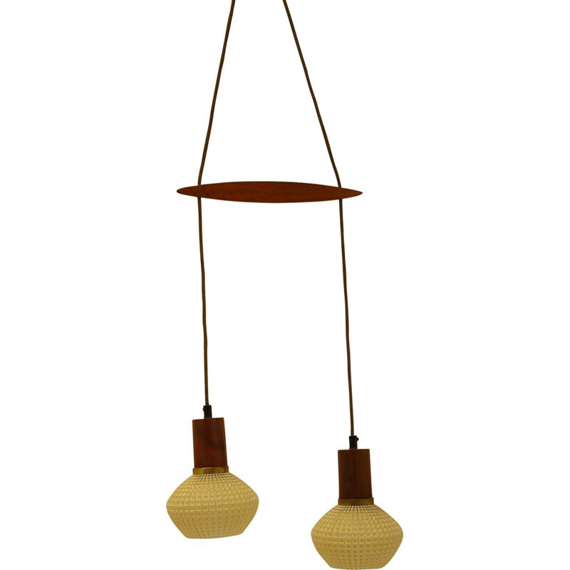 Lampe de table vintage suspendue en teck danois 1960