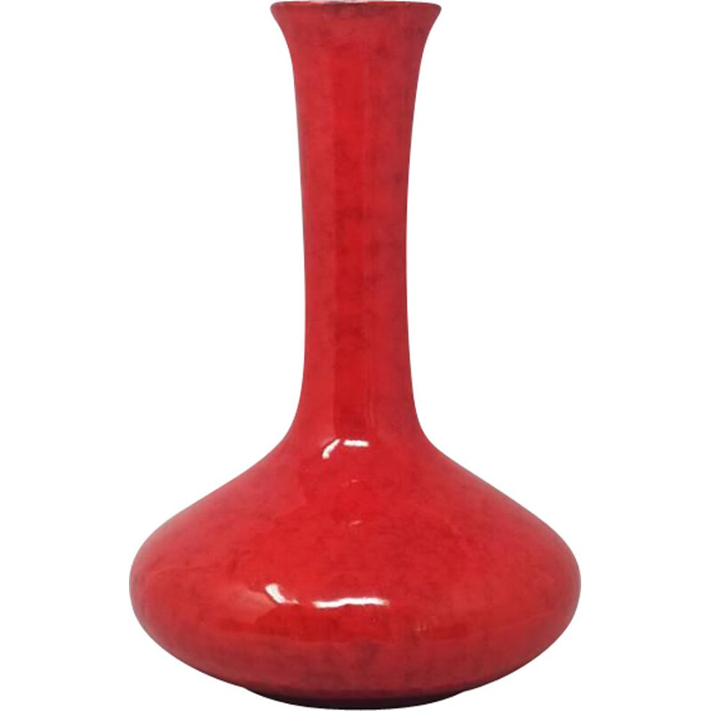Rote Vintage-Vase aus Keramik aus dem Weltraumzeitalter, Italien 1970