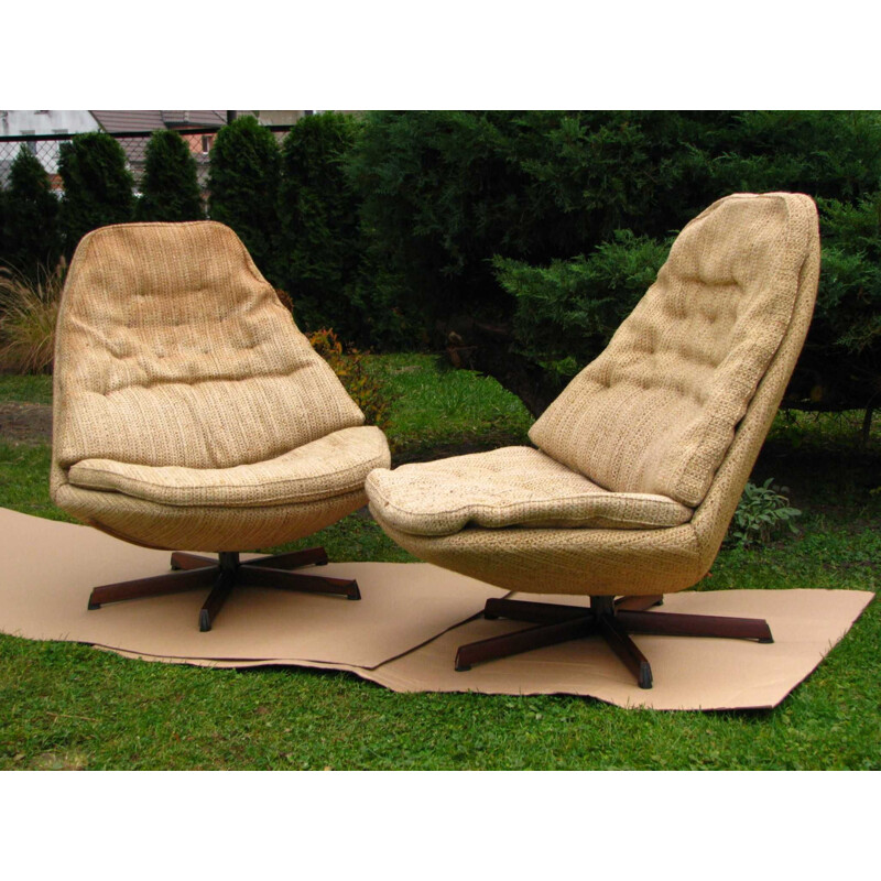 Paire de fauteuils pivotants Vintage, Danemark 1960