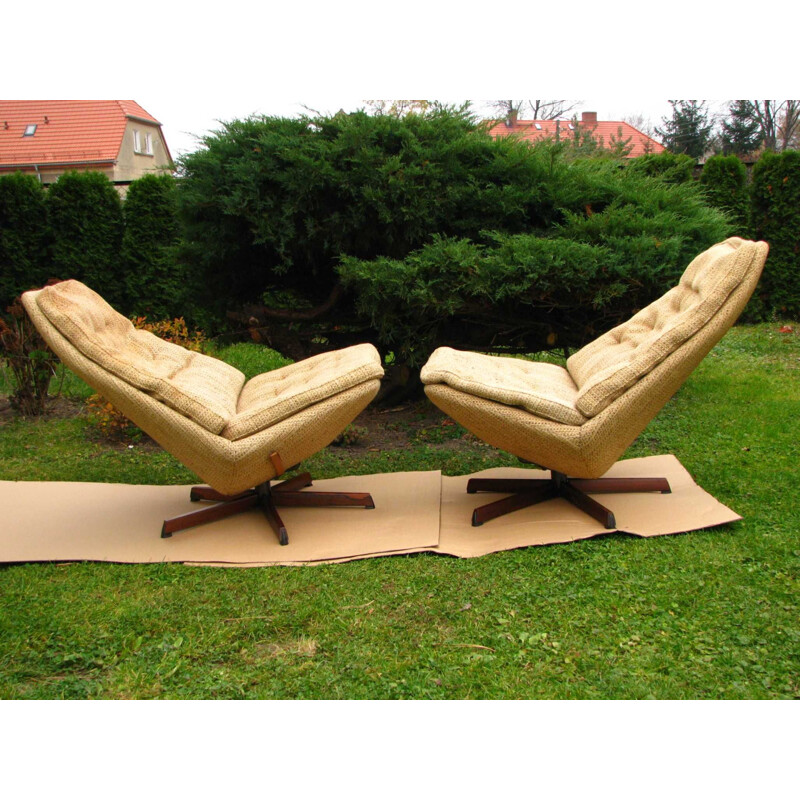 Paire de fauteuils pivotants Vintage, Danemark 1960