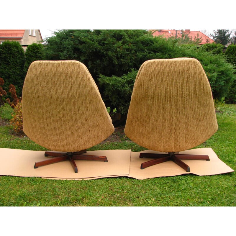 Paire de fauteuils pivotants Vintage, Danemark 1960