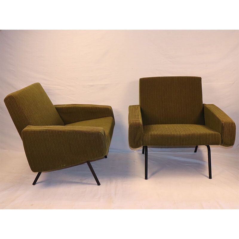 Pair of vintage armchairs by Joseph André Motte, model 743 edited by Steiner 1950