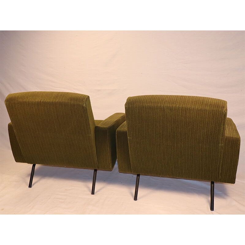 Pair of vintage armchairs by Joseph André Motte, model 743 edited by Steiner 1950