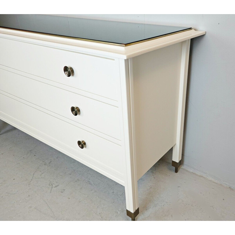 Vintage white chest of drawers by Carlo Di Carli with mirror top