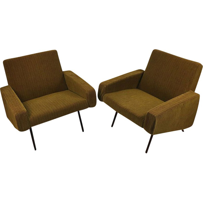 Pair of vintage armchairs by Joseph André Motte, model 743 edited by Steiner 1950