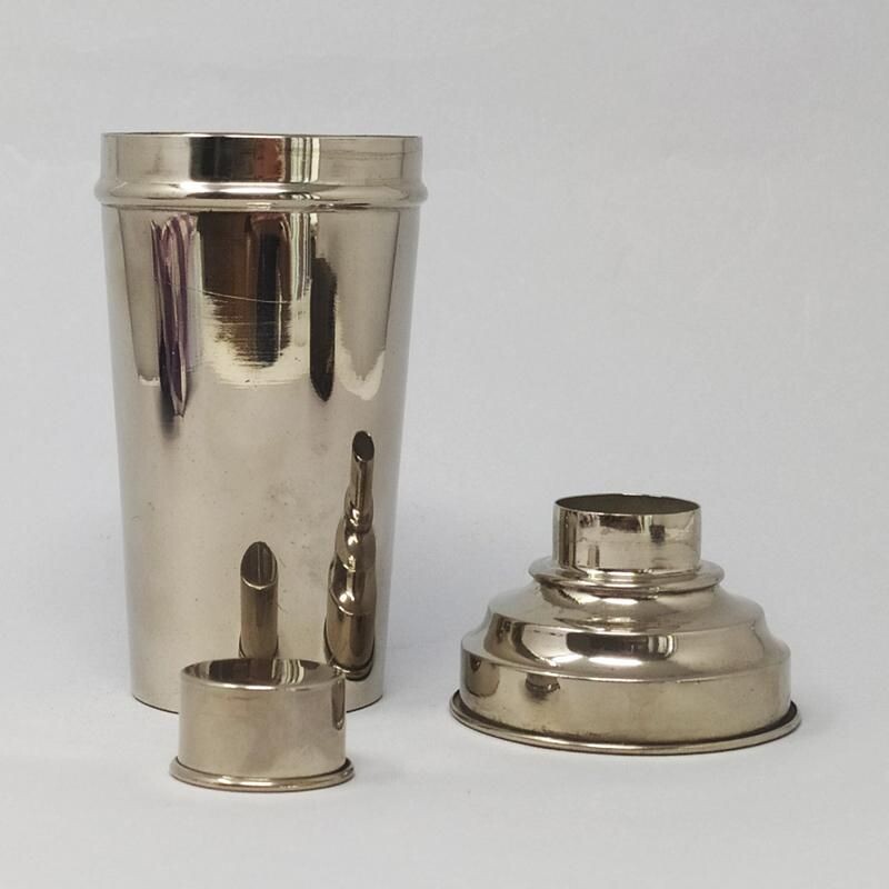 Vintage Italian stainless steel cocktail shaker 1950