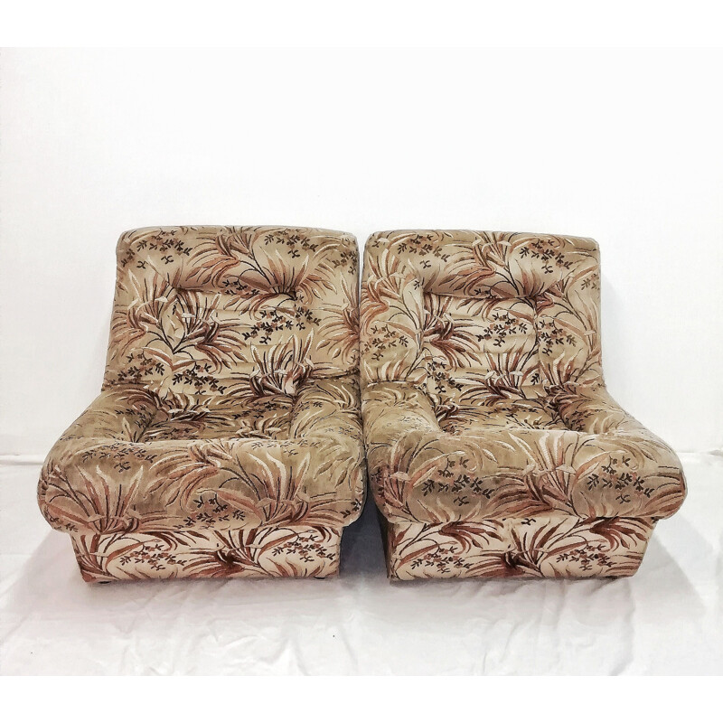 Vintage Italian modular armchairs with floral print 1970