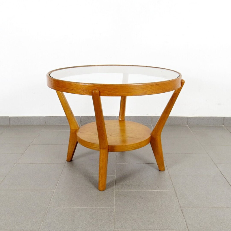 Vintage coffee table in glass and wood 1940