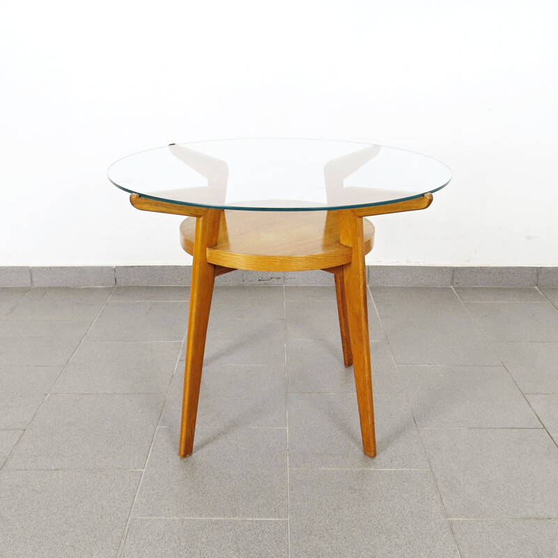 Vintage coffee table in wood and glass 1960s