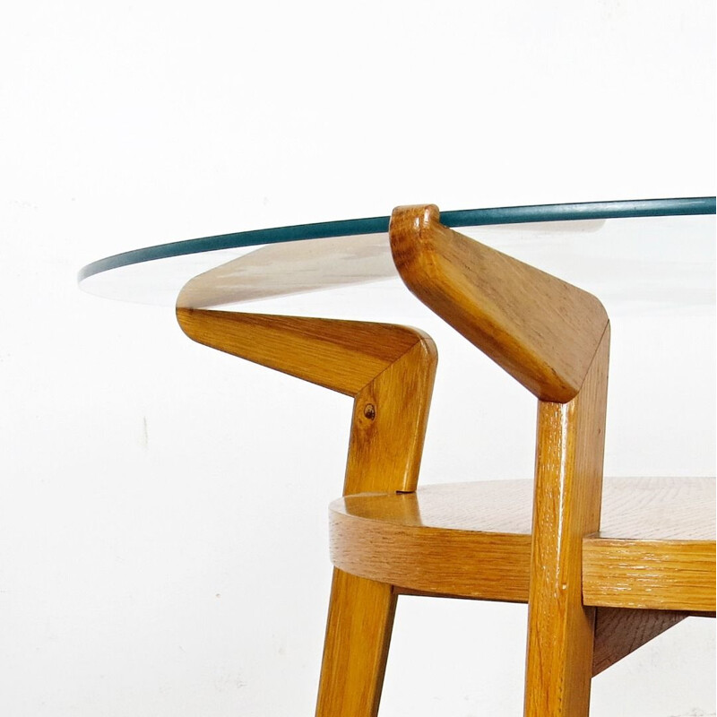 Vintage coffee table in wood and glass 1960s