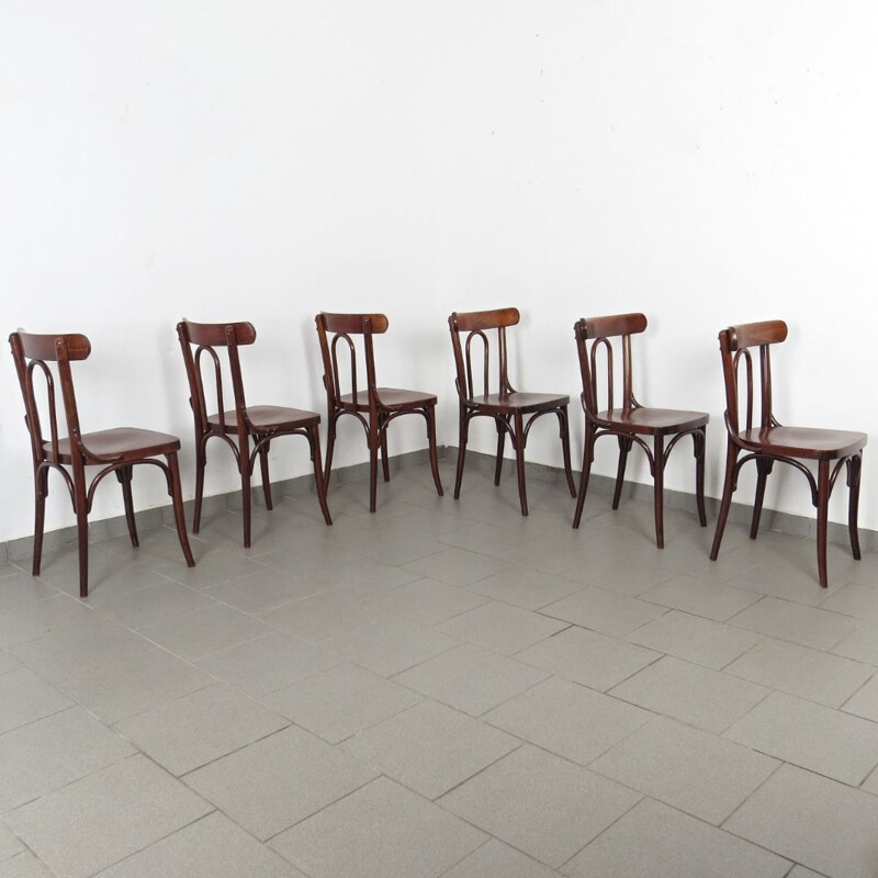 Ensemble de 6 chaises vintage Tchécoslovaquie 1960