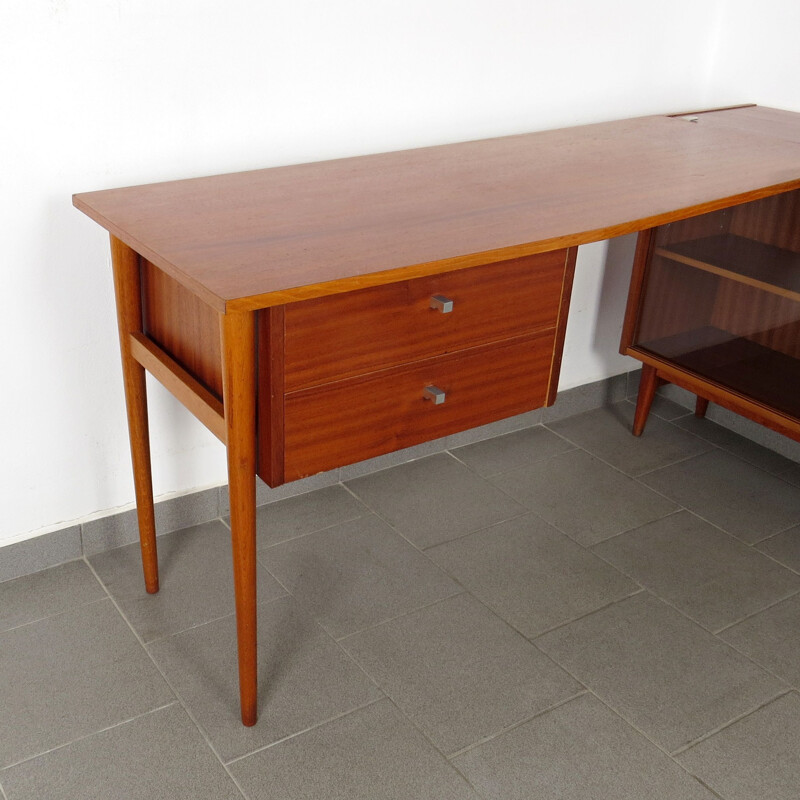 Vintage Writing table with bookshelf Czechoslovakia 1960s