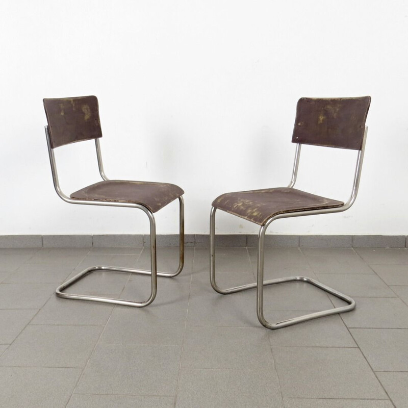 Pair of  Vintage Metal Tubular Chairs 1930's