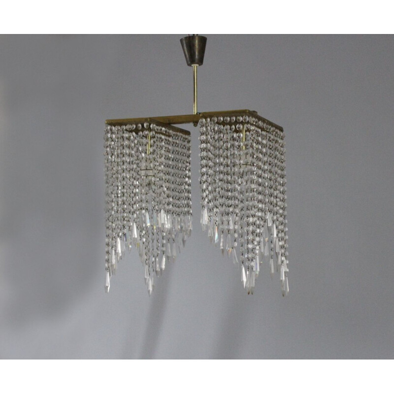 Lustre vintage en cristal , Tchécoslovaquie 1969