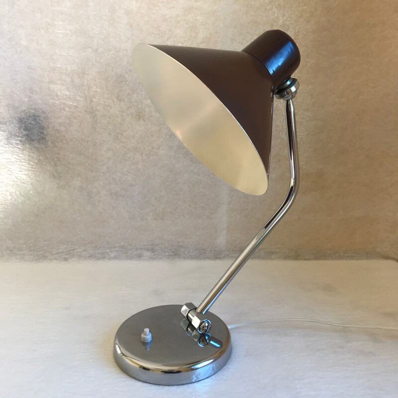 Lampe de bureau en acier chromé des années 50