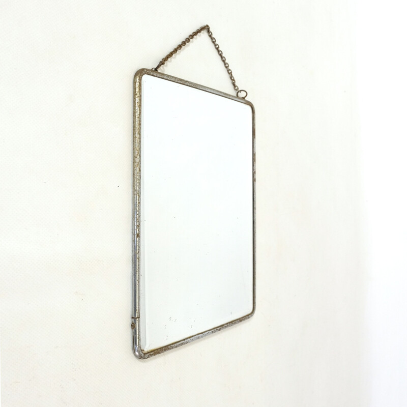 Vintage barber mirror to hang blue