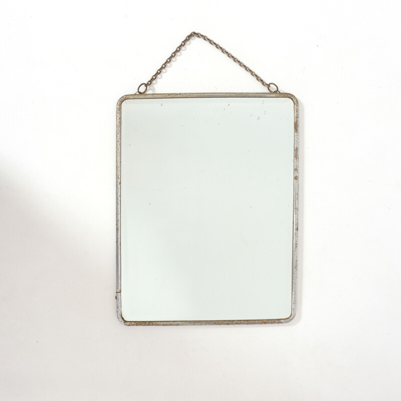 Vintage barber mirror to hang blue