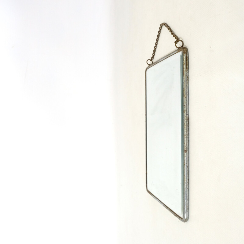 Vintage barber mirror to hang blue