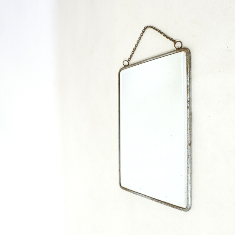 Vintage barber mirror to hang blue