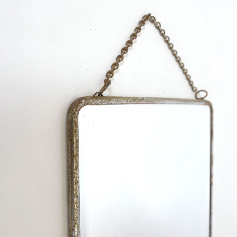 Vintage barber mirror to hang blue