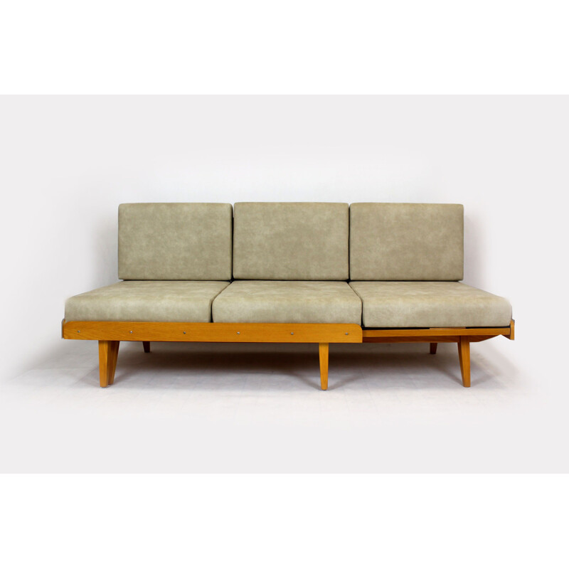 Vintage corner sofa bed with pouf 1960