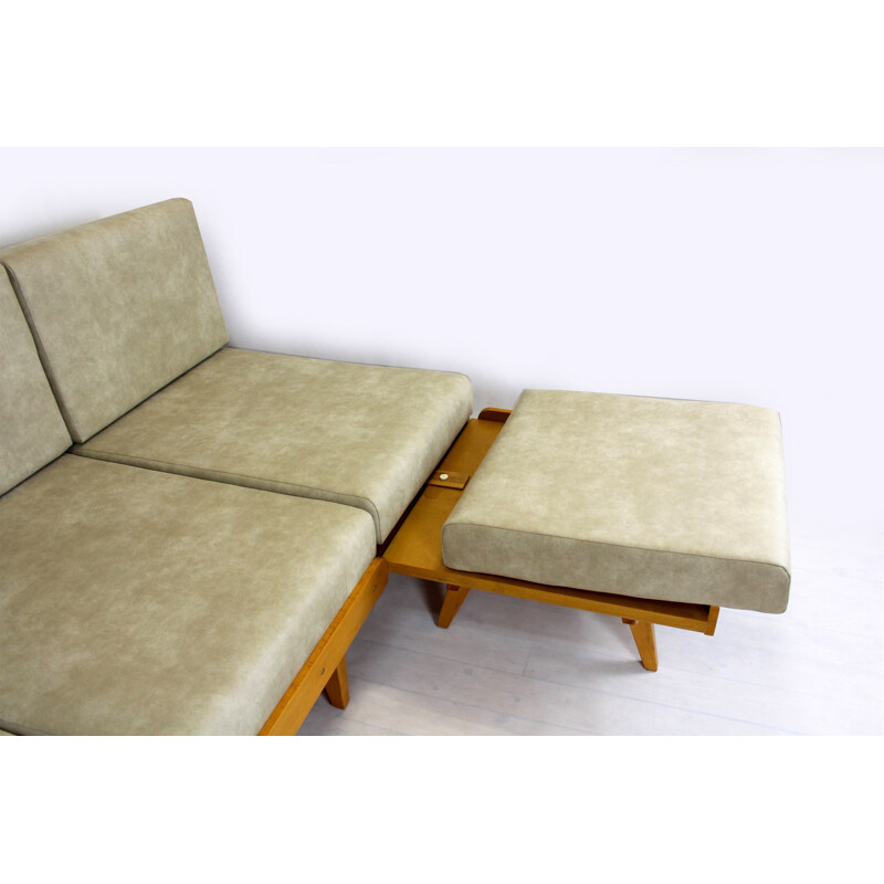 Vintage corner sofa bed with pouf 1960