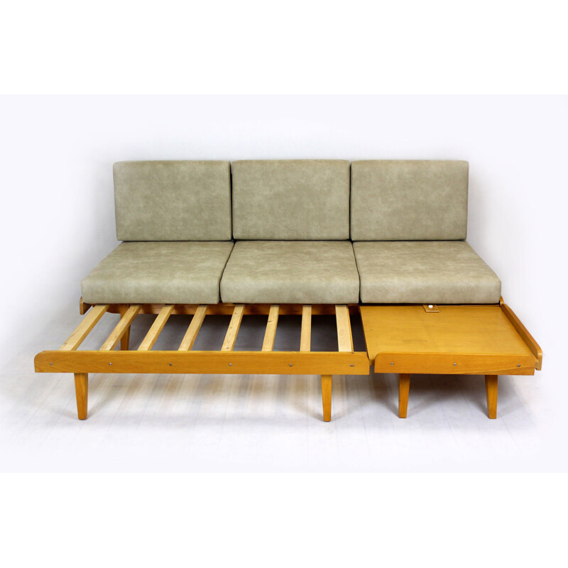 Vintage corner sofa bed with pouf 1960