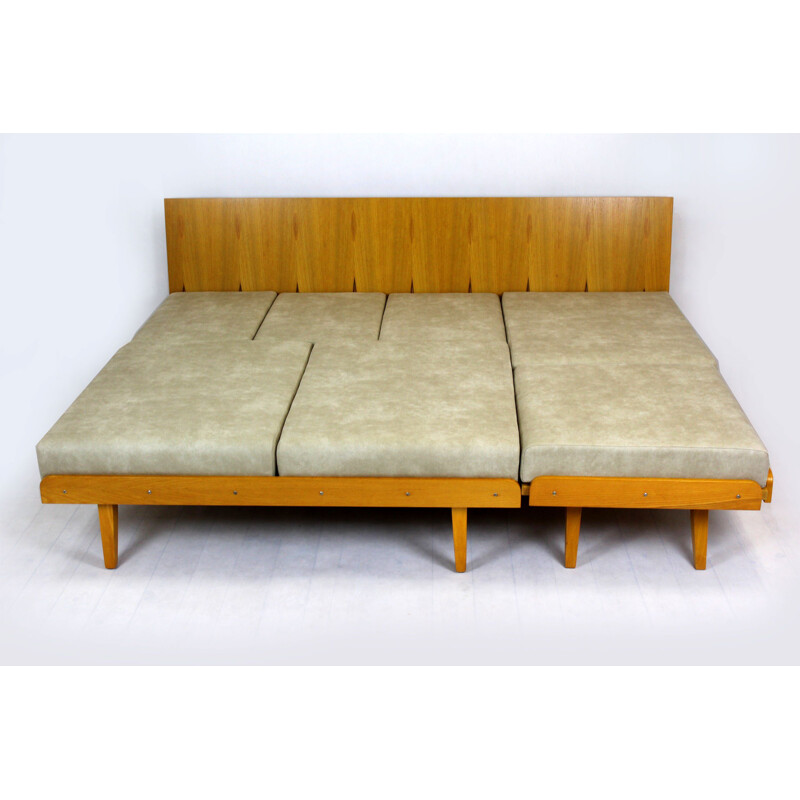 Vintage corner sofa bed with pouf 1960