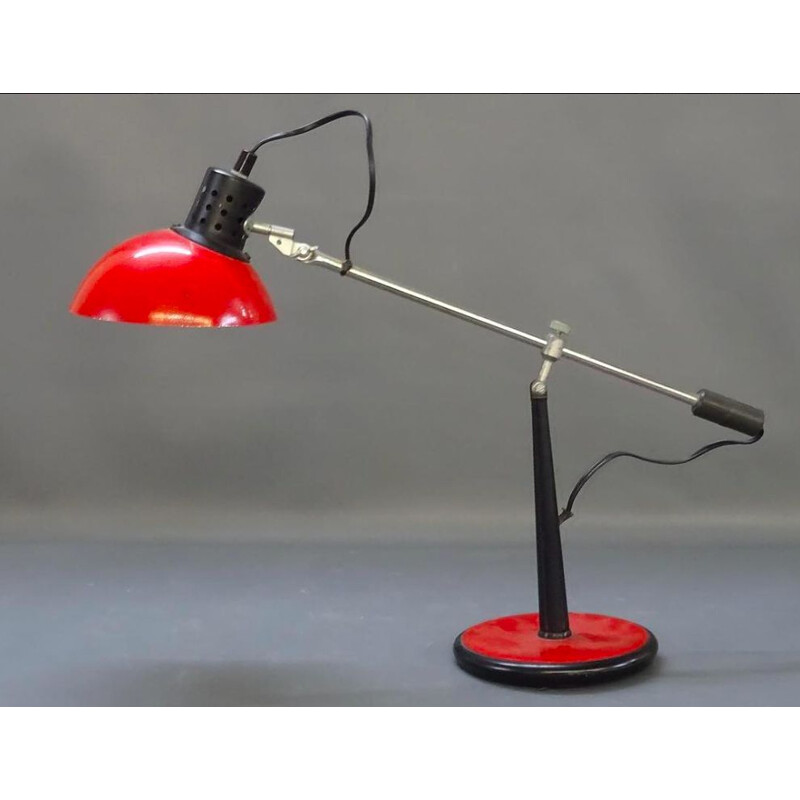 Lampada da tavolo regolabile in acciaio e metallo vintage, 1960