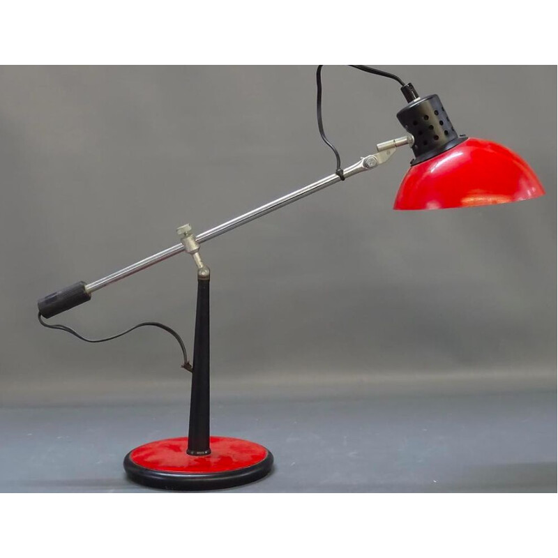 Vintage steel and metal adjustable desk lamp, 1960