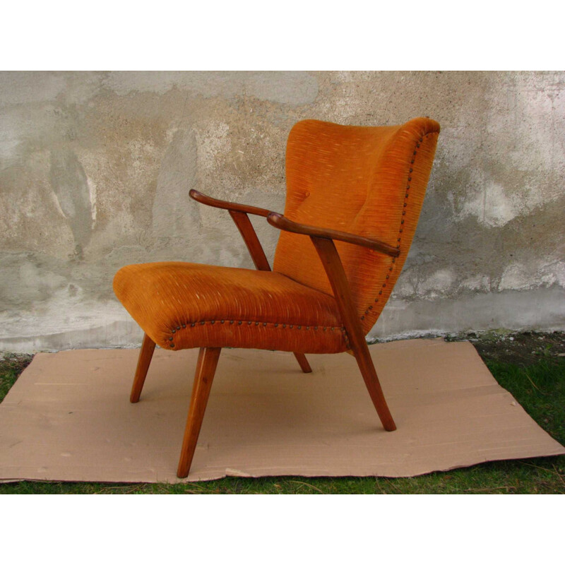 Vintage armchair on straight legs, 1970