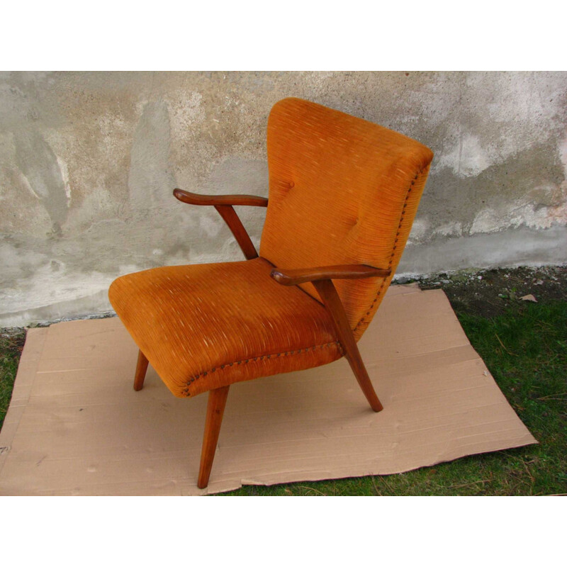 Vintage armchair on straight legs, 1970