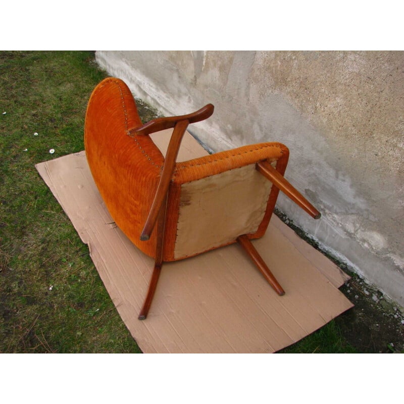 Vintage armchair on straight legs, 1970