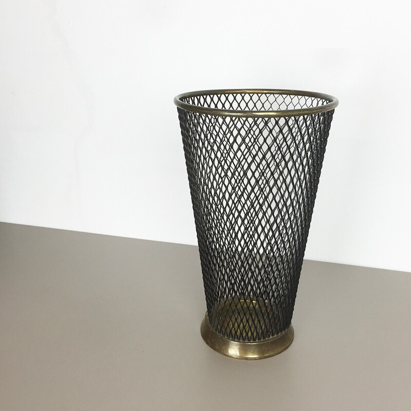 Mid-century umbrella stand in metal and brass - 1950s