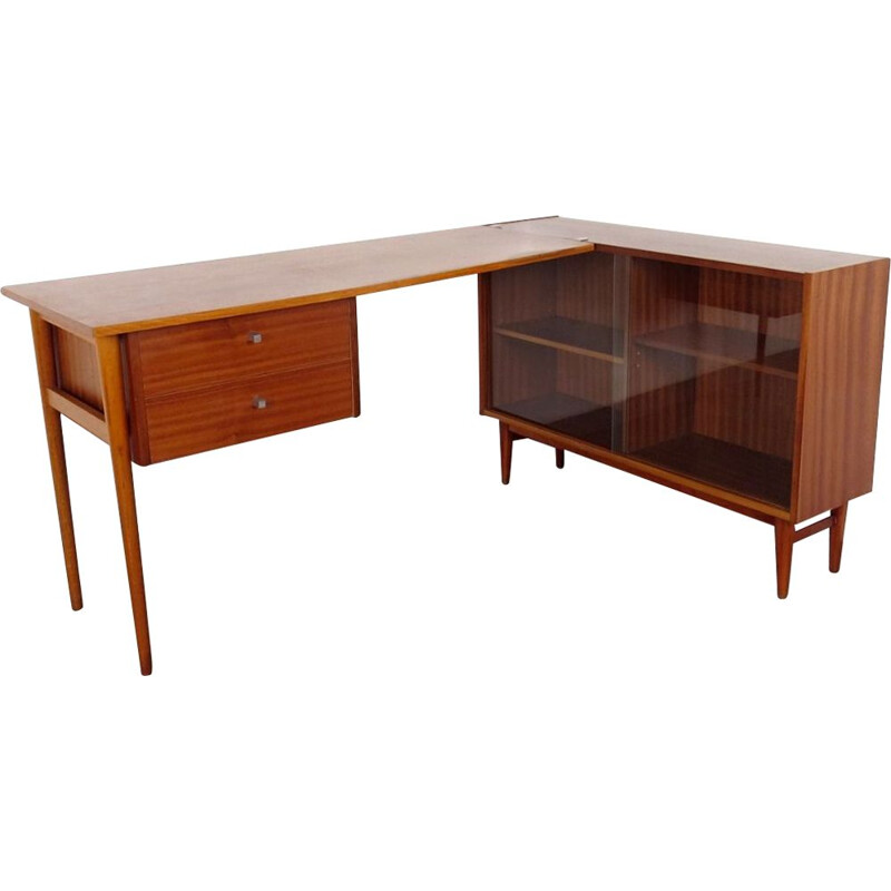 Vintage Writing table with bookshelf Czechoslovakia 1960s