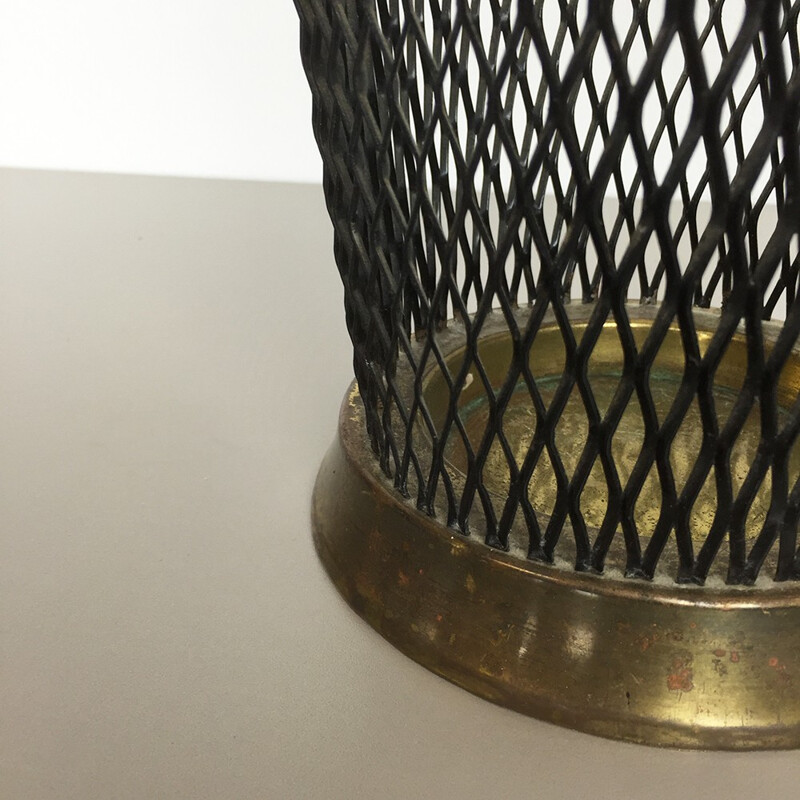 Mid-century umbrella stand in metal and brass - 1950s