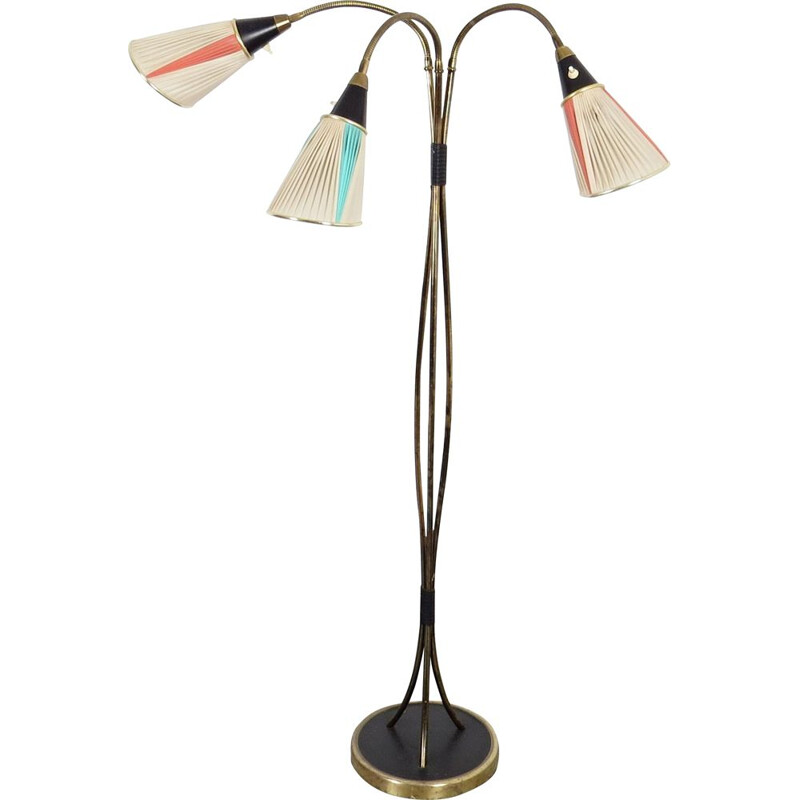 Vintage 3-koppige vloerlamp, Tsjechoslowakije 1960