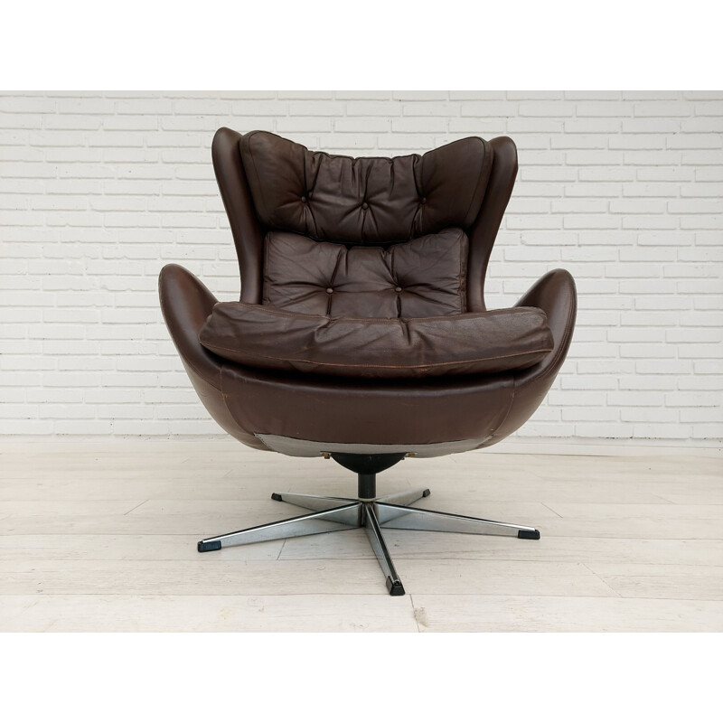 Vintage leather armchair by H.W.Klein Danish 1970
