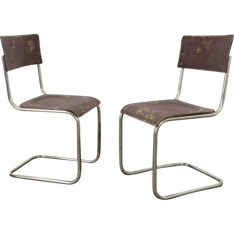 Pair of  Vintage Metal Tubular Chairs 1930's