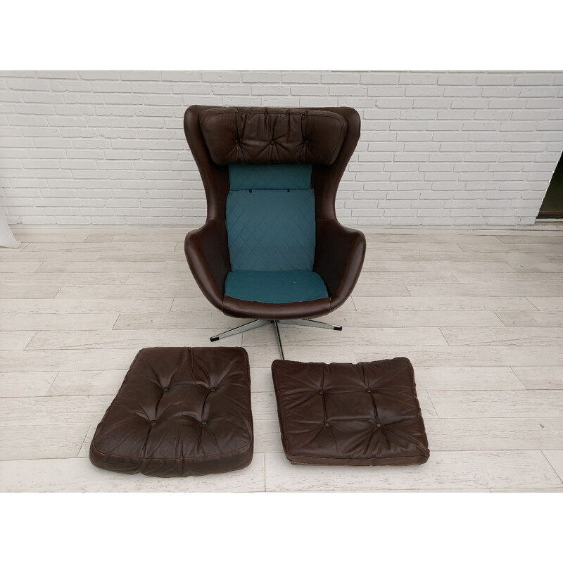 Vintage leather armchair by H.W.Klein Danish 1970