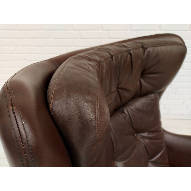 Vintage leather armchair by H.W.Klein Danish 1970